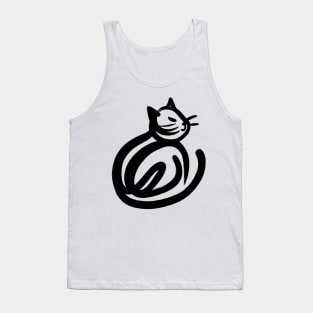 Stick figure cat in black ink Tank Top